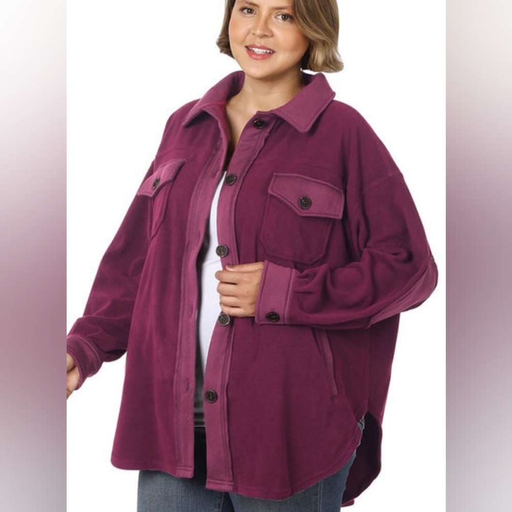 Zenana Oversized Fleece Shacket